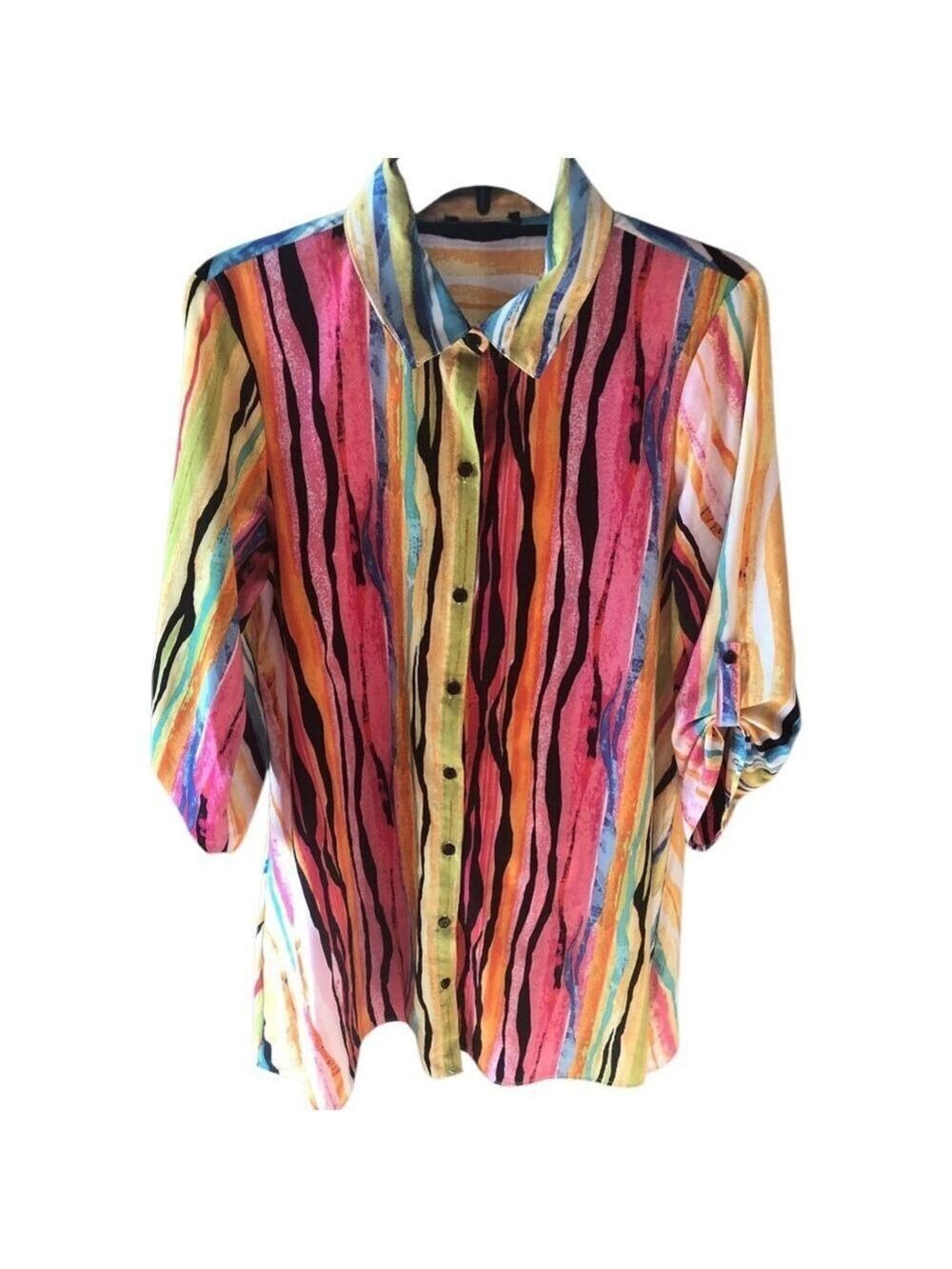 Melissa Paige Multi Stripe Shirt Dress Size M/L